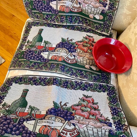 3 Tapestry Placemats + Earthenware Bowl - Picture 3 of 11